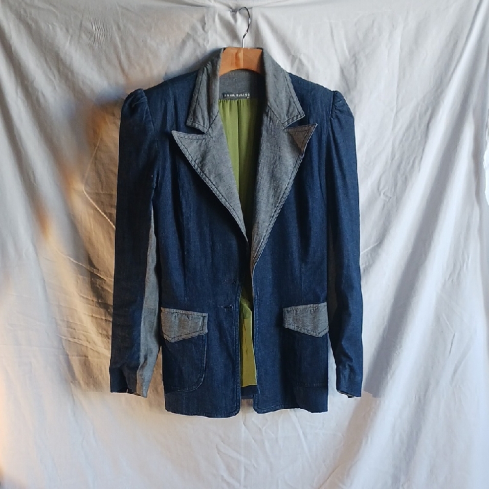 Anna Huling Two-Tone Denim Blazer